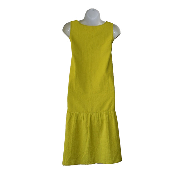 A7 Auth EILEEN FISHER Sunbeam Organic Cotton Ripple Tiered Calf Dress Sz PP $188 - Picture 3 of 5
